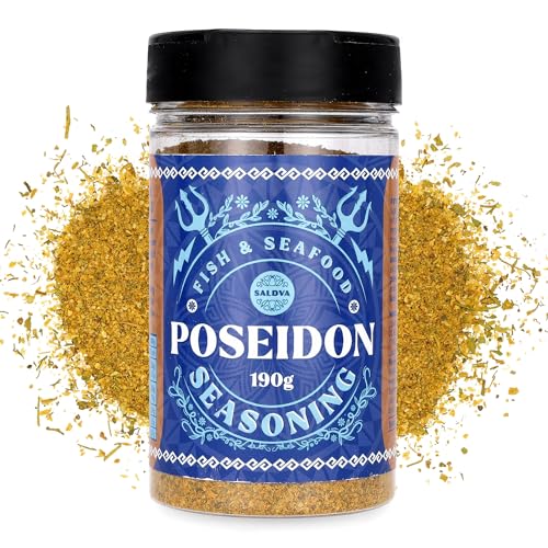 Poseidon Gewürzmischung – Premium Griechische Fisch- & Meeresfrüchte-Gewürzmischung – Perfekt für aromatische Meeresfrüchte-Gerichte – Großer Streuer (190g)