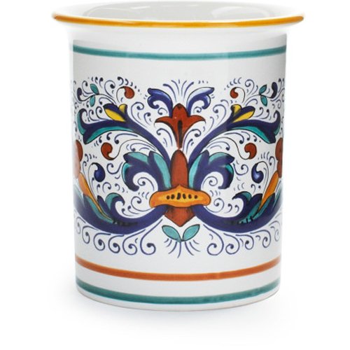 Sur La TableNova Deruta Utensil Holder – Handcrafted Italian Ceramic Countertop Organizer, Renaissance-Inspired Earthenware, Colorful Hand-Painted Kitchen Decor, Made in Italy