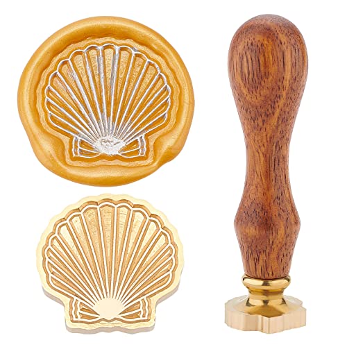 CRASPIRE Wax Seal Stamp Shell Shape Sealing Wax Stamp Head with Universal Wood Handle for Invitations Cards Bottle Gift Business Thanks Anniversary