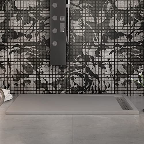 Duschwanne aus hellgrauem Marmorharz mit RELAX-Stein-Beton-Effekt - 90x190 – Bild 5