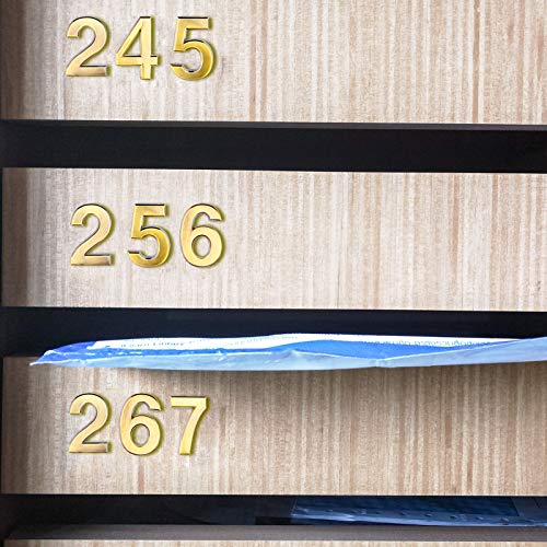 Image of 20 Pieces House Numbers Mailbox Numbers 0-9, 3D Door Address Numbers Self Adhesive Mailbox Numbers Sticker or House, Apartment, Office, Hotel Room, Mailbox Signs (Gold,3 Inch)