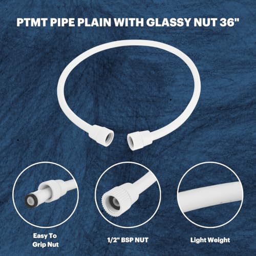 Image of Johnson 4-Pack 36 inch PTMT Pipe Plain with Glassy Nut, Polytrimethylene Terephthalate, Star White, High-Temperature Resistant, Scale-Preventing, Smooth Water Flow, Durable Plumbing Connection Solution