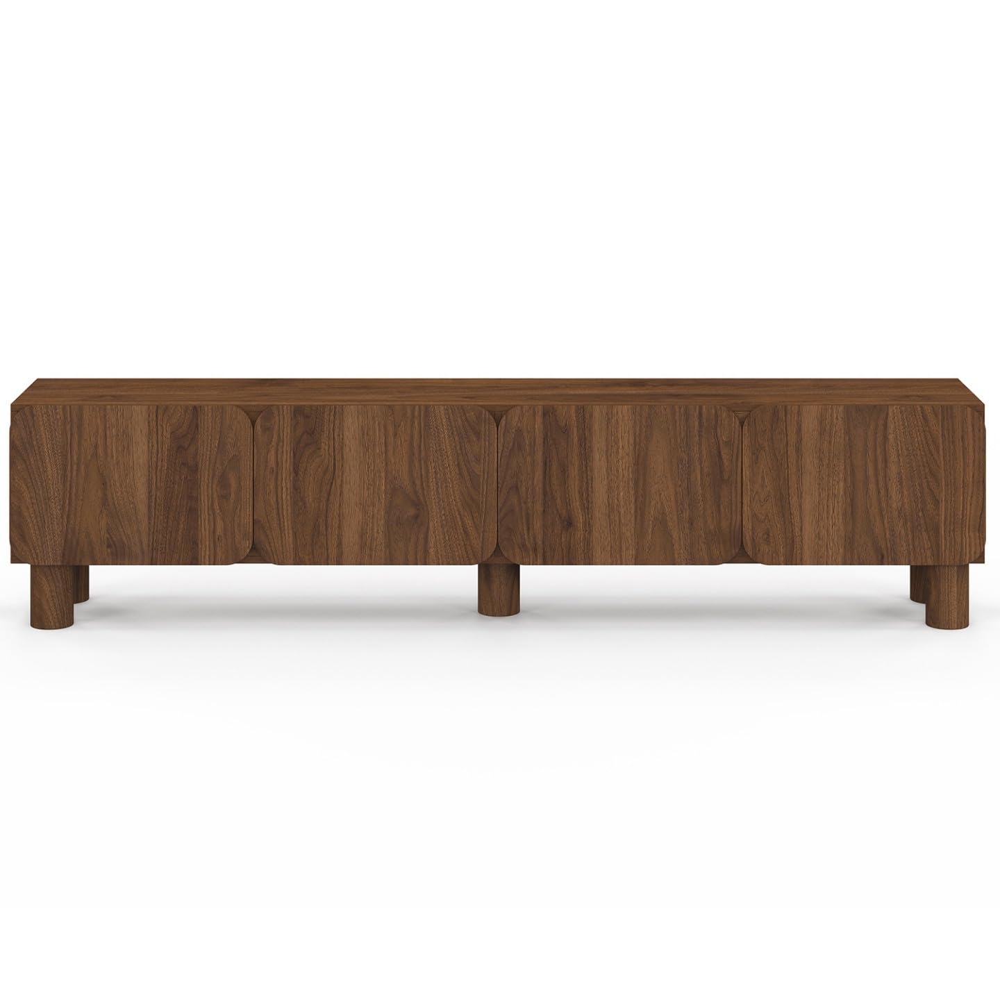 IDMarket - Mueble TV 180 cm SARANDA 4 puertas redondeadas madera efecto nogal
