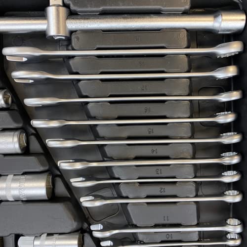 Estuche de herramientas completo de 226 piezas, incluye carracas, llaves de vaso, puntas imantadas tipo torx, allen, planas y phillips. Incluye Articulaciones universales y maletín de ordenación.