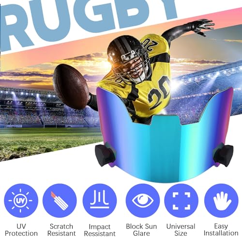 Image of Xuhal 2 Pcs Football Visor for Youth Adult Football Helmet Visor Lacrosse Helmet Eye Shield Eye Protection for Sport(Colorful Green)
