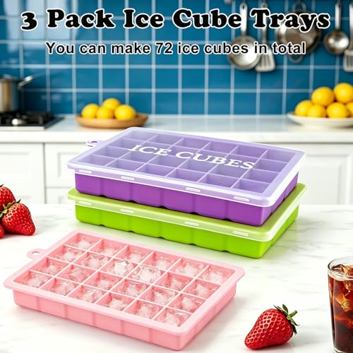 Bandejas de Hielo de Silicona 3 Pack con Tapa miniatura 6