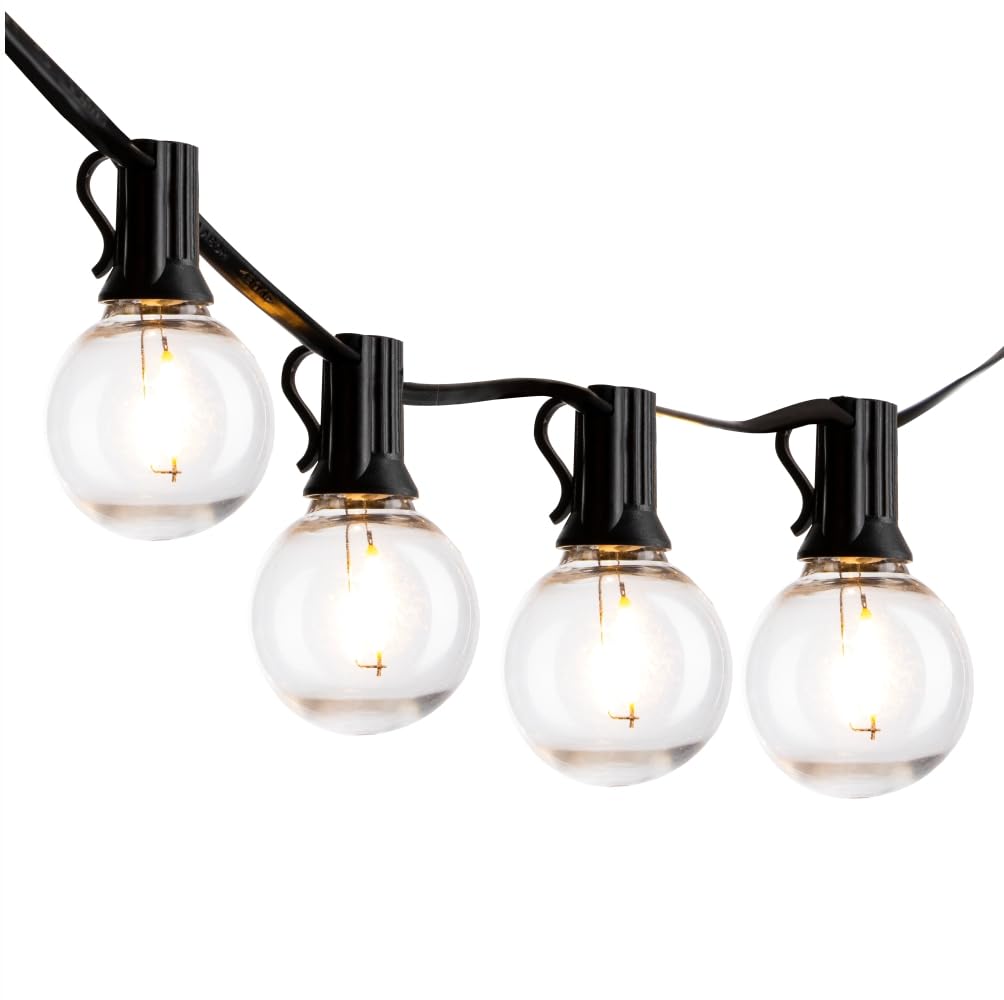 Tekled Black Festoon Lights Outdoor - Create Magic With Mains Powered Outdoor Fairy Lights, 9.5M/17M, 25/50 G40 Globe Bulbs, Weatherproof Ip44, Perfect For Gardens, Patios, Parties, Weddings