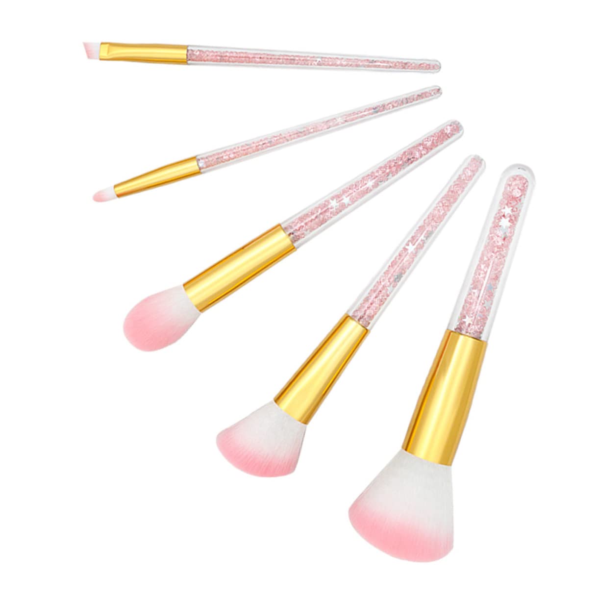 Healeved 15piezas Pinceles De Maquillaje Mango Transparente Brochas Para Base Líquida Polvo y Cejas Accesorios Cosméticos Para Mujeres