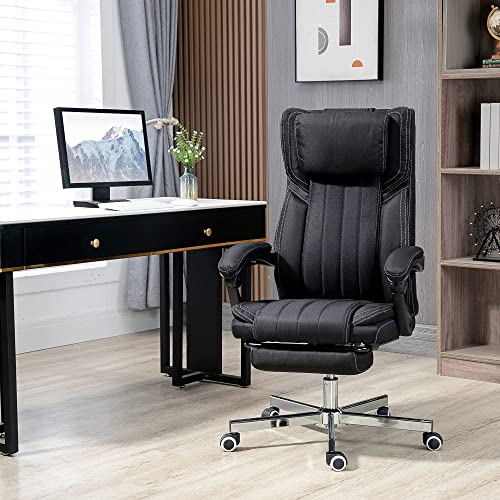 Vinsetto High-Back Vibration Massage Office Chair, Reclining Computer Chair With Footrest, Headrest, Ergonomic Office Chair With 360 Degree Swivel Wheels And Adjustable Height, Black #TOP1