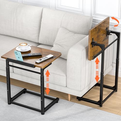 Tv Tray Table Set of 2, 8-Level Adjustable Height Couch