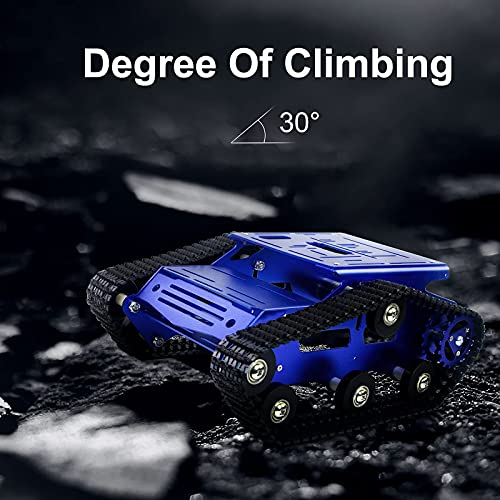 Image of Smart Robot Car Chassis Kit Aluminum Alloy Big Tank Chassis with 2WD Motors for Jetson Nano /Raspberry Pi /Arduino DIY STEM Education Projects and ROS Research (Blue, with DC Motor)
