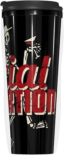 Miniatura 8 de Tazas de café con banda de distorsión de roca social de doble capa, vasos aislados de 12 onzas con tapas, botella de agua para bebidas frías y