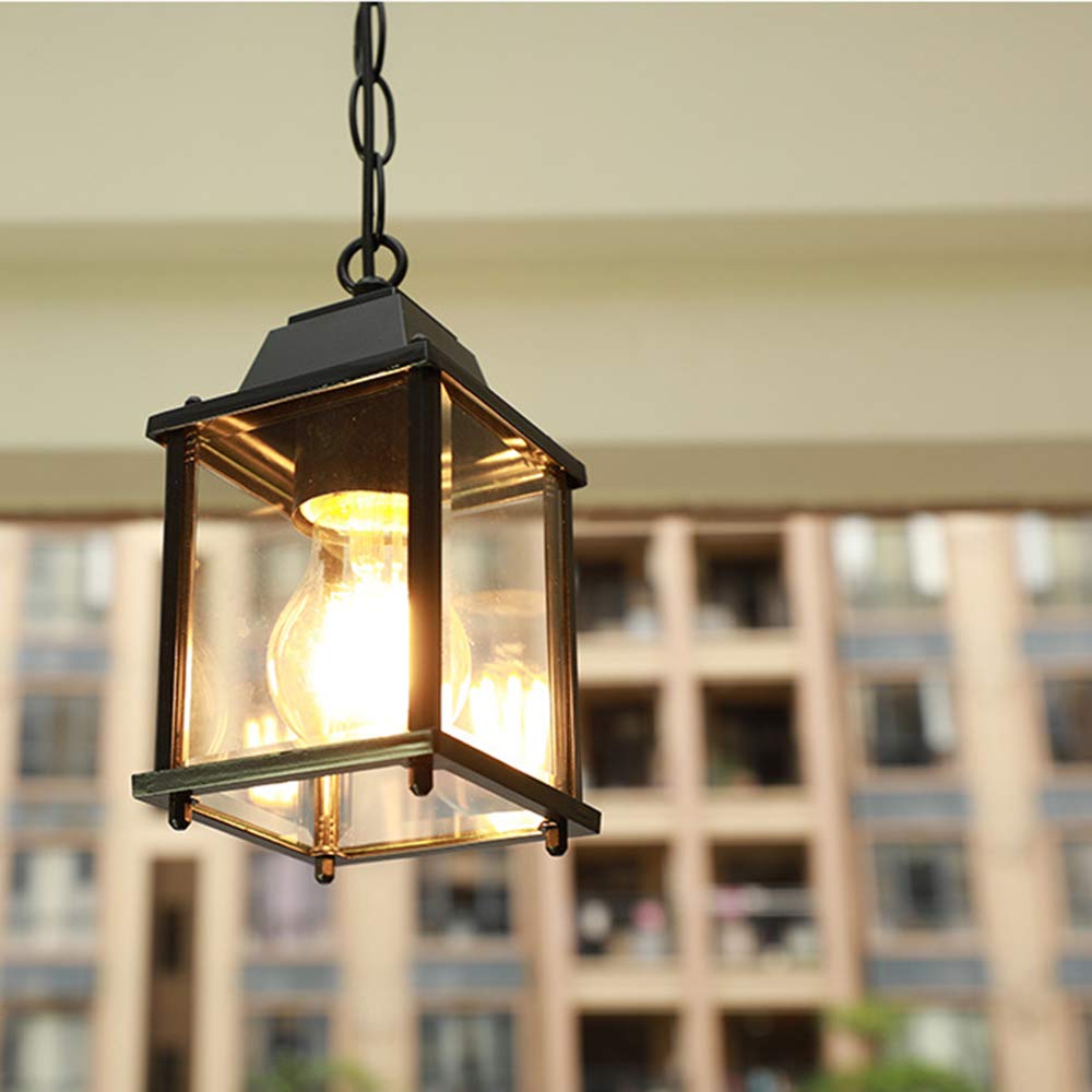 lampy wiszące, Lampy wiszące w stylu vintage, zewnętrzne, wodoodporne, sufitowe, przemysłowe, żelazne, szklane, oświetlenie Chaner, na werandę, korytarz