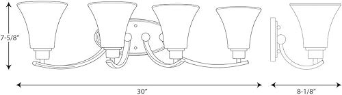 Miniatura 9 de Progress Lighting Joy Collection - Lámpara de tocador tradicional de cristal blanco grabado con 3 luces, bronce antiguo