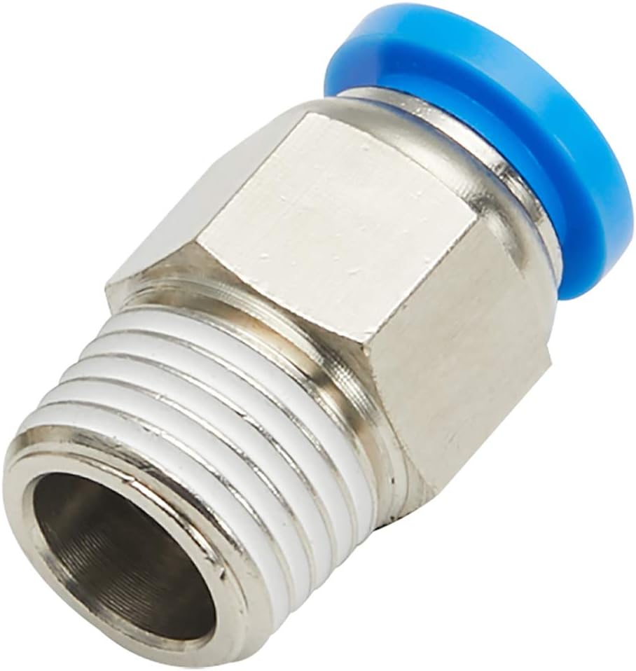 PC-04-06 (5 Pack) 1/4 Inch Tube OD x 3/8 Inch NPT Thread Male Straight Connector Push to Connect Pneumatic Tube Fitting