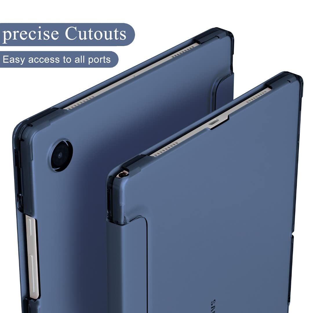 ProElite Smart Flip Case Cover for Samsung Galaxy Tab A8 10.5" SM-X200/ SM-X205/ SM-X207 Translucent Back with Stylus Pen, Dark Blue — Amazon image 4