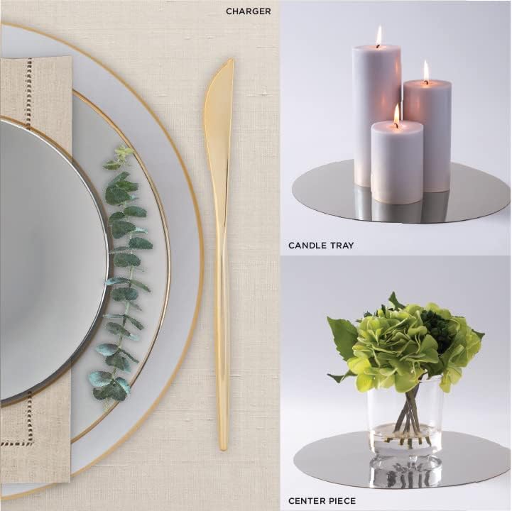 Miniatura 10 de LUXE PARTY Paquete de 12 placas de carga de espejo cuadrado  Ligero  Vajilla decorativa  Cena  Boda  Eventos  Configuración de mesa  Negro