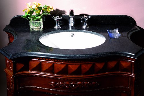 Ove Decors Buckinghamsgl Vb 36-Inch Wide Vanity With Black Marble Countertop And Ceramic Basin, Dark Cherry #TOP2