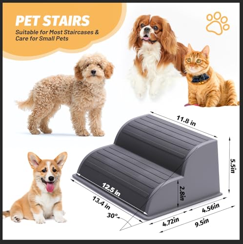 image for CiWiVOKi 2-Step Modular Dog Ramp - Portable Non-Slip Stairs for Small 