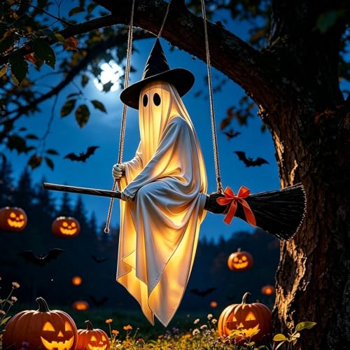 Fantôme lumineux à balancement Halloween avec télécommande - 4