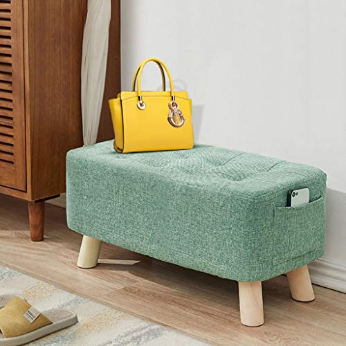 Pouf en lin de qualité supérieure | Banc et tabouret bas gris de salon - 3