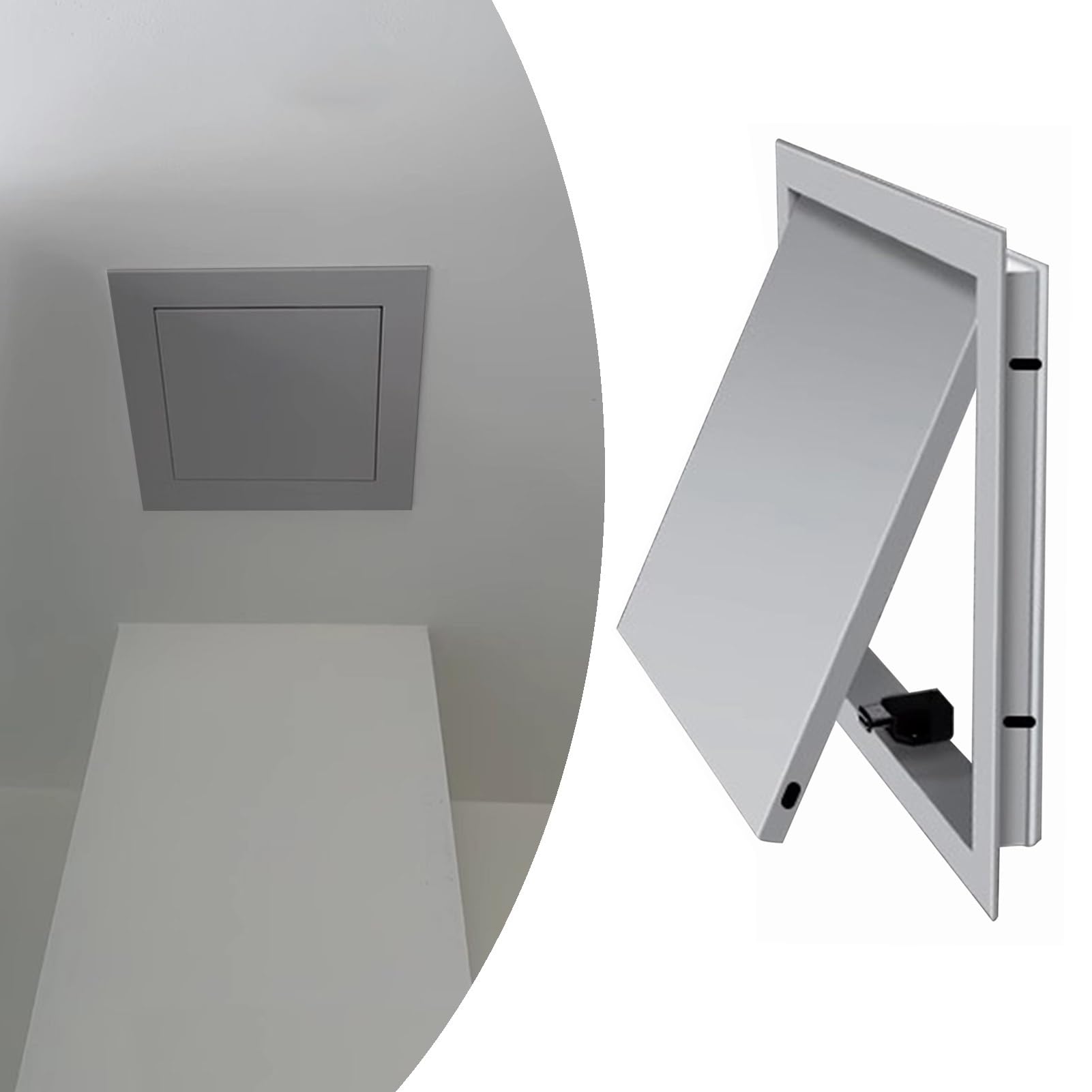 Panel de acceso magnético para paneles de yeso de 48 x 55 cm, cubierta de pared de montaje empotrado, puerta de inspección pequeña para fontanería, baño, ático, accesorio gris