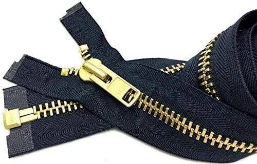 YKK®- Extra Heavy Duty Jacket Zipper YKK® #10 Brass- Metal Teeth Separating -Chaps Zippers for Crafter's Special Color Navy #560 Made in USA -Custom Length (30 inches) image 5