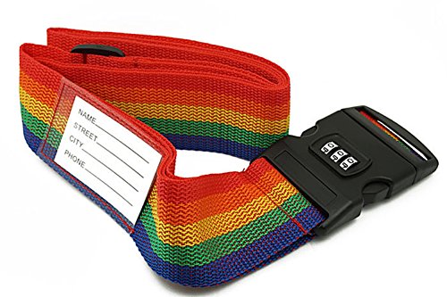 Luggage Straps Suitcase Belts Travel Bag Accessories, Combination Lock Key Luggage Suitcase Secure Strap Belt Strip 2m Long, -- Maximal length is 78 inch and Adjustable.