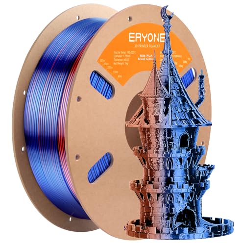 Image of ERYONE Silk Dual Color PLA Filament 3D Printer 1.75mm + /- 0.03mm, Bicolor Filament Two Tone PLA 1KG(2.2lbs) Cardboard Spool, Orange & Blue