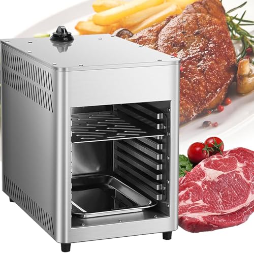 Asador de acero inoxidable con temperatura ajustable, perfecto para cocinar filetes, pollo, pizza y verduras