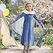 Luzlen Winter Snow Princess Costume for Girls Halloween Birthday Cosplay Dress with Cape Accessories Blue, 4-5 Years(Label 120)