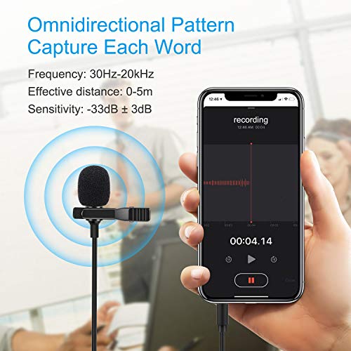 Smartphone microfoon, Lavalier Microfoon, SZMDLX mini Clip-type Omni-directionele Condensator microfoon Plug & Play 2m kabel voor Smartphone/Camera/PC met Storage Pouch Interview Muziek Opname - Image 7