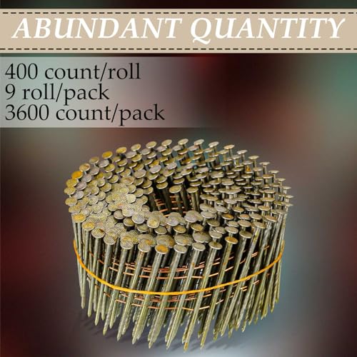 Image of Hotop 3600 Count 15-degree Coil Siding Nails, Wire Collated, 1 3 /4 Inch
