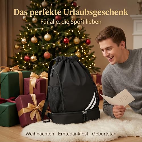 Adfuenom Turnbeutel für Jungen Damen Herren Kinder Sporttasche Sportrucksack Sportbeutel mit Kordelzug Schuhfach,Schwimmrucksack Basketball Tasche Rucksack Sport Fussballtasche Wasserdicht Gym Bag