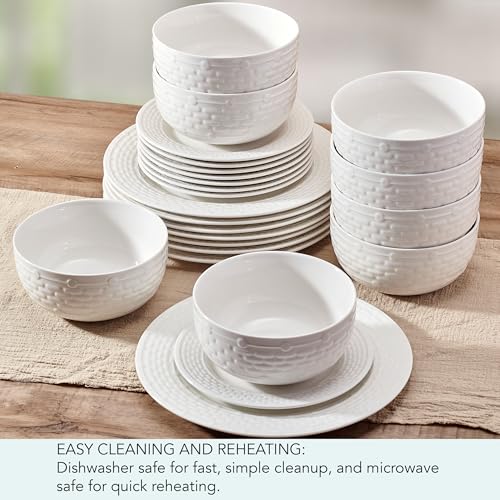 Image of Pfaltzgraff Sonya White 24 Piece Plate Bowl Dinnerware Set, Service for 8