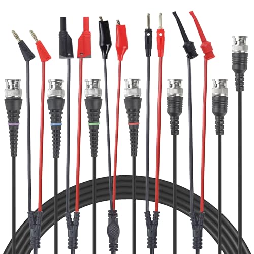 Image of ZIBOO ZB-KIT16 Oscilloscope Probes,BNC to Alligator Clips, Mini Test Clips, Dual BNC Coaxial Cable, Stackable Banana Plug, Plugged Banana Plug (6 Pack)