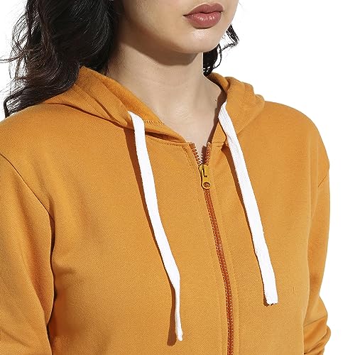 Image of PINACOLADA Women's Zip-Front Hoodie with Angled Open Pockets for Casual Wear | Hooded Neck | Long Sleeve | Zipper Closure | Cotton Sweatshirt Crafted with Comfort Fit for Everyday Wear