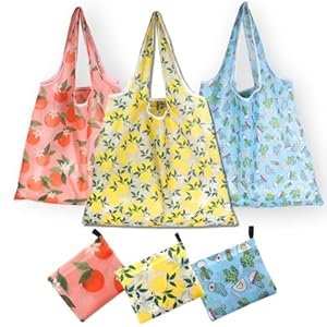 Foldable Reusable Shopping Bags, Large Sustainable Grocery Bag, Durable Foldable Tote, Washable Cloth Bags with Handles