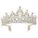 Sppry Women Tiara with Comb - Colorful AB Crystals Crown for Bridal Princess Girls at Wedding Birthday Pageant (Gold)