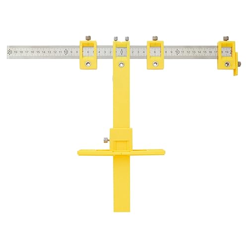 Miniatura 5 de Built Industrial Plantilla de guía de taladro para gabinete, amarillo, aluminio, localizador de punzones ajustable y plantilla portátil de