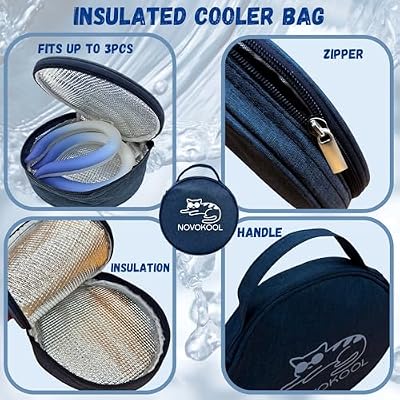 2 Pack Neck Cooling Tube with Insulated Bag - Reusable Ice Ring Neck Cooler Indoor Outdoor - Wearable Cooling Ring - Relief for Summer and Hot Flashes - Ice Ring Freezes Under 64F(2 Blue Gradient)