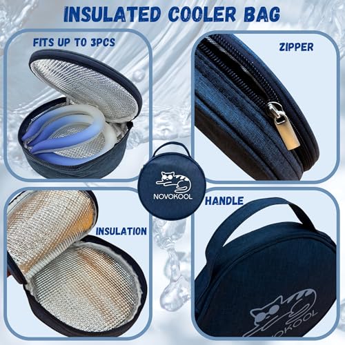 2 Pack Neck Cooling Tube with Insulated Bag - Reusable Ice Ring Neck Cooler Indoor Outdoor - Wearable Cooling Ring - Relief for Summer and Hot Flashes - Ice Ring Freezes Under 64℉(2 Blue Gradient)