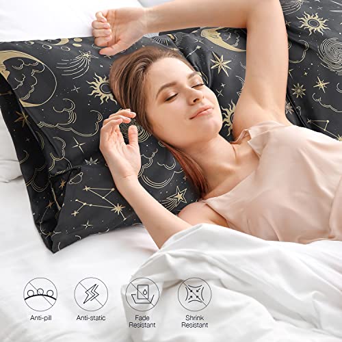 Exq Home B-USA22CPZTA46QU Satin Pillowcase For Hair And Skin Queen - Black Printed Silk Pillowcase 2 Pack 20X30 Inches thumb #7