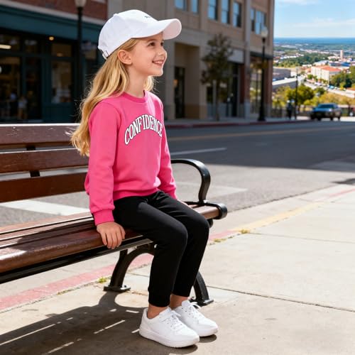 Image of Kids Toddler Girl Clothes Heart Letter Print Long-sleeved round collar top+Letter Print Pants Outfits Set