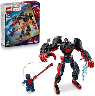 LEGO ǀ Marvel Le Robot de Miles Morales Contre Spider-Man 2099 - Jouet Super-Héros avec Figurine d'action & 2 Minifigurines - Toile Tranchante & Fusil à Tenons - Cadeau pour Garçon dès 6 Ans 76337 - 1