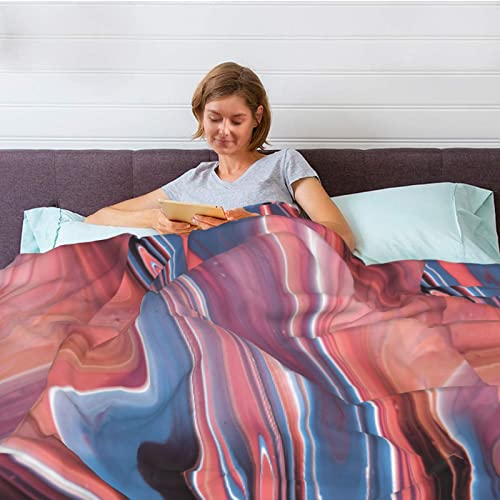 Couverture en peluche marbre rose OUSIKA 203x152 cm pour canapé et lit - 7