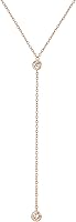 Vista 8 de Faire de la Mode 14k Gold Plated Sterling Silver Lariat Necklace with 2 Cubic Zirconia in a 3.25" Dainty Drop Pendant, 16" - 19" Gold Plated