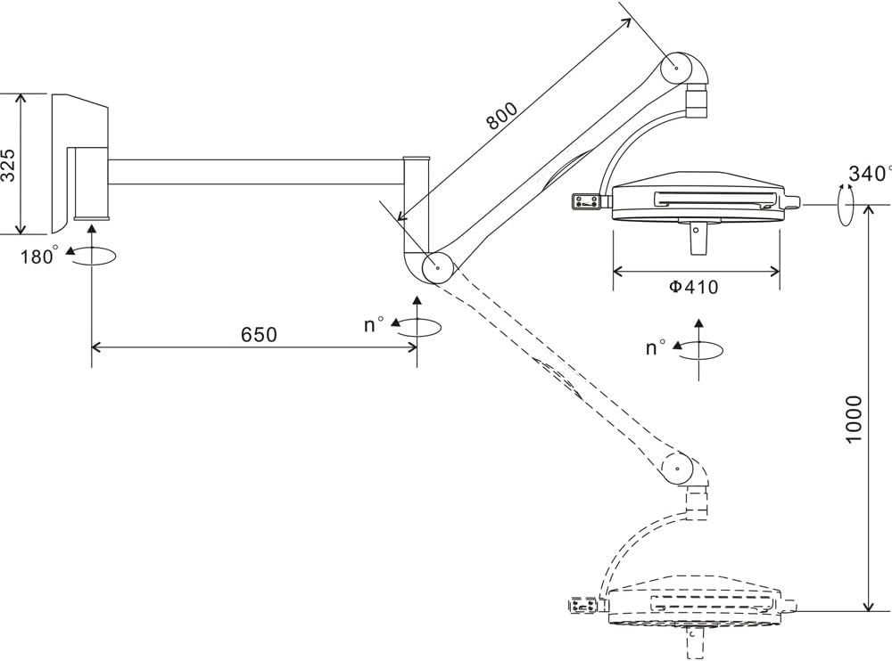 108W Wall-Mounted LED Operating Exam Light High Brightness Adjustable 360 ° Rotating Shadowless Lamp