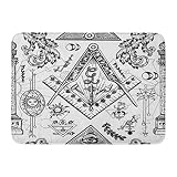 Paillassons Tapis de bain Tapis de porte extérieur / intérieur Maçon et mystérieuse franc-maçonnerie Sociétés secrètes Emblèmes Dessins mystiques occultes Tapis de salle de bain de tatouage Tapis de b