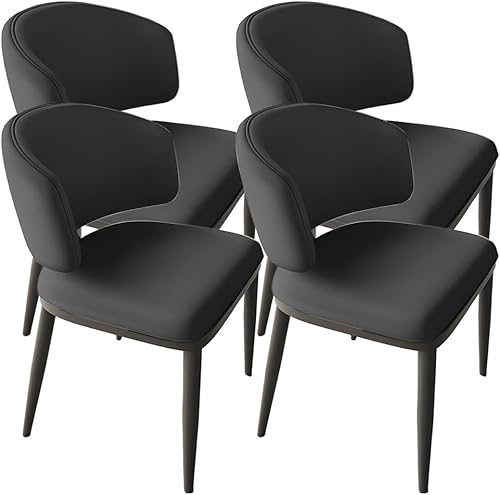 Miniatura 17 de YVYKFZD Juego de sillas de comedor de cuero, silla de comedor con respaldo curvado y patas de metal, sillas de cocina tapizadas, silla auxiliar